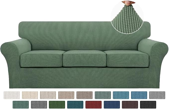 Turquoize 4 Piece Sofa Covers for 3 Cushion Couch Sofa Slipcover Soft Couch by Turquoize