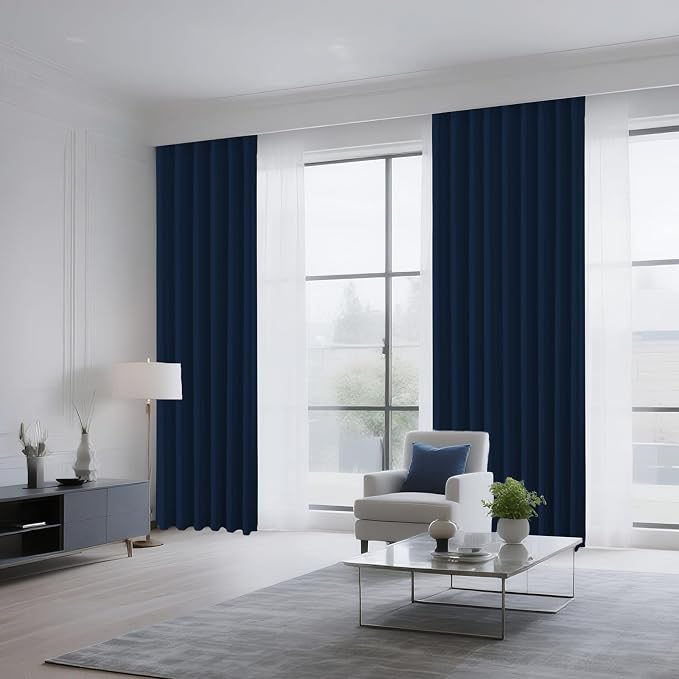 CUCRAF Navy Blue Blackout Curtains Customize, Rod Pocket Room Darkening Curtain - Image 8