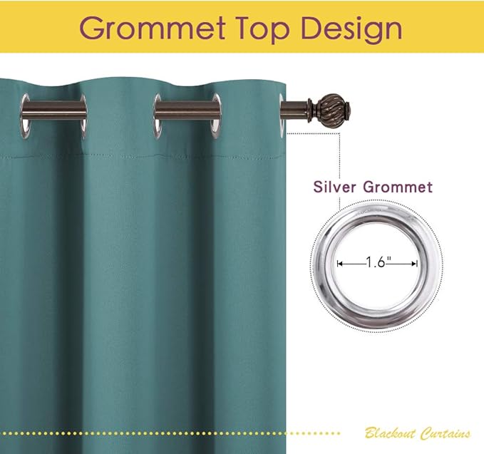 NICETOWN Bedroom Curtain Panels Blackout Draperies, Thermal Insulated Solid - Image 2
