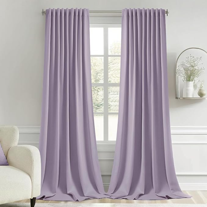 MIULEE Lilac Back Tab Blackout Curtains 108 Inch Long 2 Panels Set by MIULEE