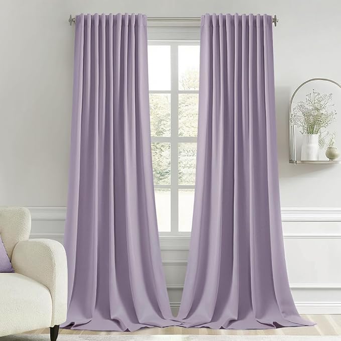 MIULEE Lilac Back Tab Blackout Curtains 102 Inch Long 2 Panels Set by MIULEE
