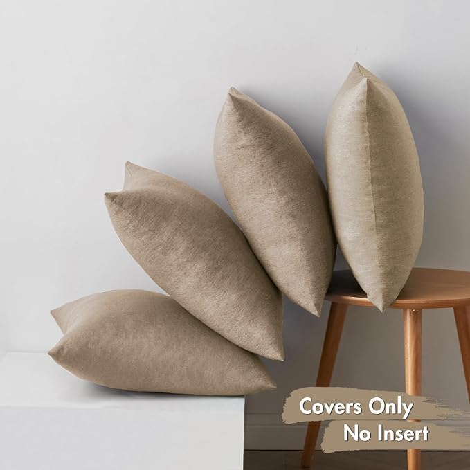 MIULEE Pack of 4 Decorative Outdoor Throw Pillow Covers Linen Waterproof Pillow - Image 6