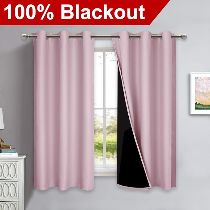 NICETOWN 100% Blackout Room Warming Lined Curtains, Totally Darkness Drapes - Image 2