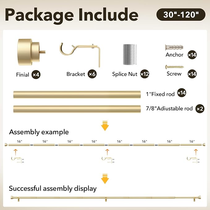 IFELS 2 Pack Heavy Duty Curtain Rods - Image 6