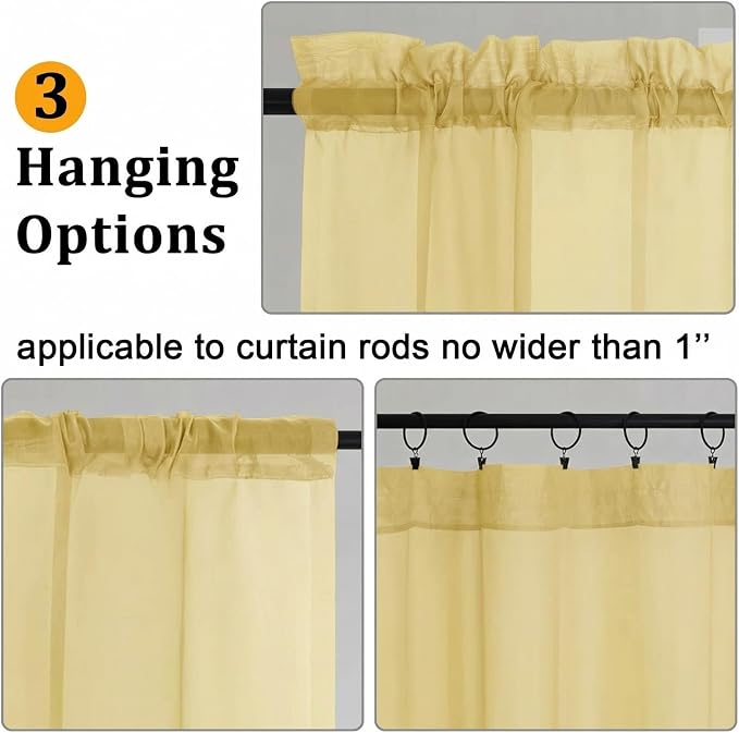 Gwine Sheer Curtains for Living Room 45 inch Length - Image 2
