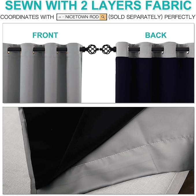 NICETOWN Total Shade Curtains and Draperies, Heavy-Duty Full Light Shading - Image 5