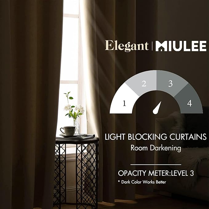 MIULEE Room Darkening Curtains Thermal Insulated Drapes Solid Window Treatment - Image 2