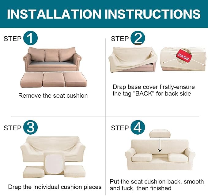 Turquoize 4 Piece Couch Cover Sofa Covers - Image 7