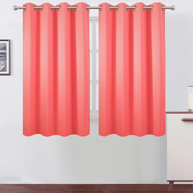 LEMOMO Blackout Curtains 52 x 45 inch Coral Curtains Set of 2 Panels/Thermal by Lemomo