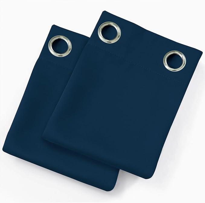 LEMOMO Blackout Curtains 66 x 54 Inch Long Navy Blue Curtains Set of 2 Panels - Image 9