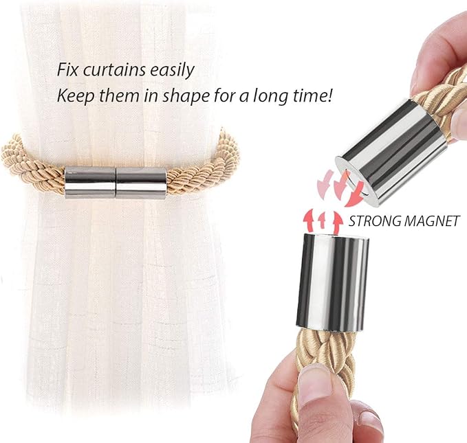 NICEEC 6 Pack Strong Magnetic Curtain Tiebacks Modern Simple Style Drape Tie - Image 4