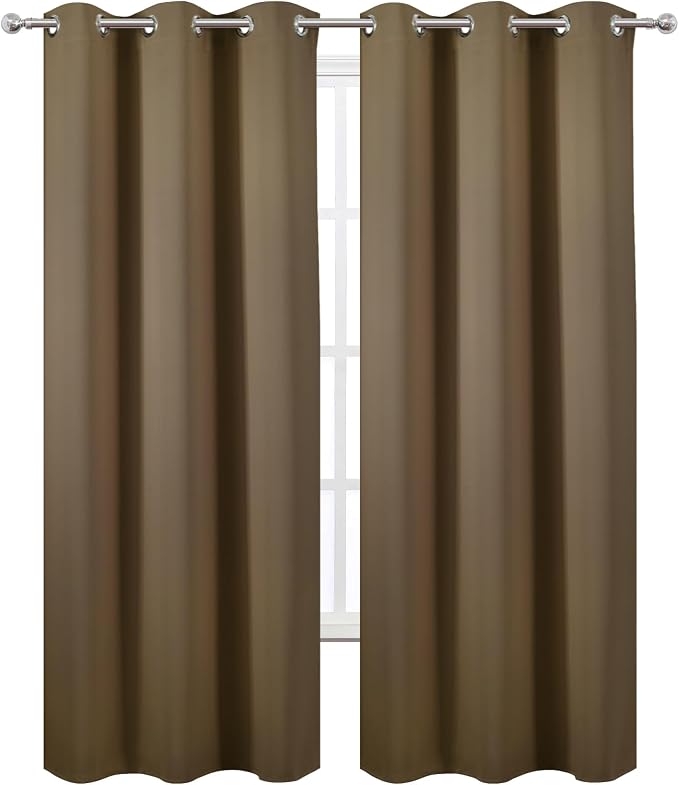 LEMOMO Brown Thermal Blackout Curtains/42 x 95 Inch/Set of 2 Panels Room - Image 2