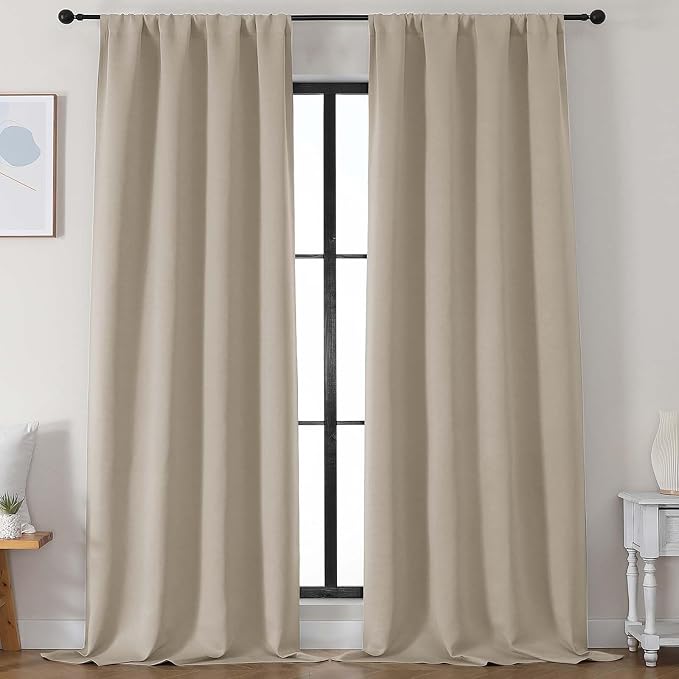 Simplebrand Ava Biscotti Beige Blackout Curtains by Simplebrand