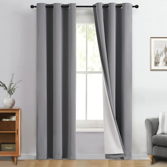 Yakamok 100% Blackout Curtain Panels 84 inches Cold and Light Blocking Drapes by Yakamok