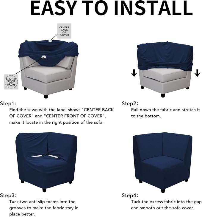 Easy-Going Stretch Sectional Corner Sofa Slipcover 1-Piece Couch Sofa Cover - Image 5