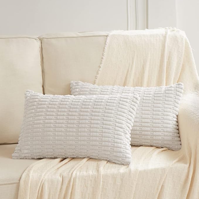 Fancy Homi 4 Packs Pure White Decorative Throw Pillow Covers 16x24 Inch - Image 6