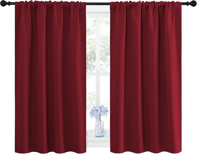 NICETOWN Burgundy Curtains Blackout Drape Panels - Image 2