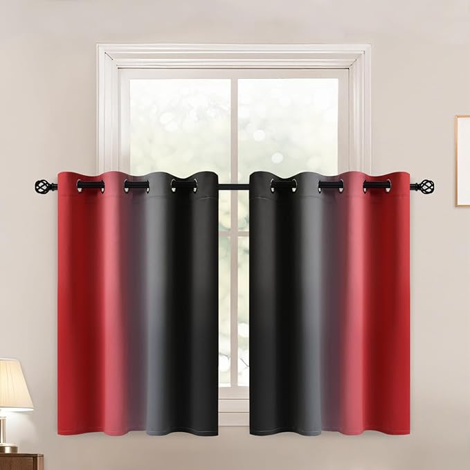 Yakamok Blackout Ombre Black and Red Curtains by Yakamok