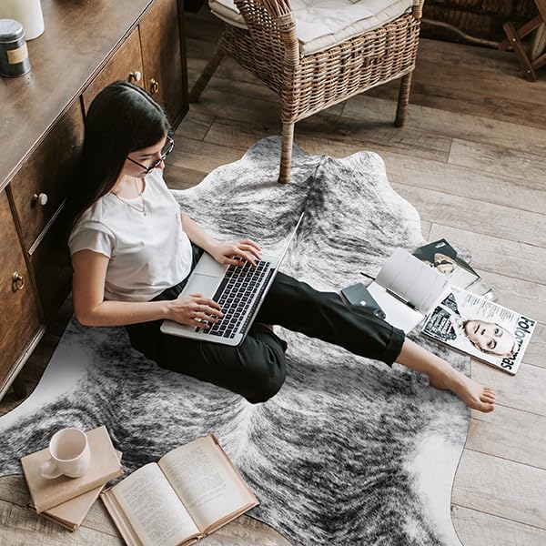 AROGAN Western Decor Faux Fur Cowhide Rug, 4 x 3 Feet Premium Animal Skin Cow - Image 9