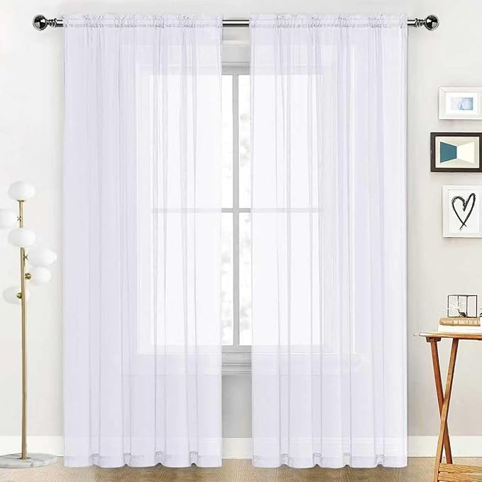 SpaceDresser Sheer Voile Window Treatment Rod Pocket Curtain Panels by SpaceDresser
