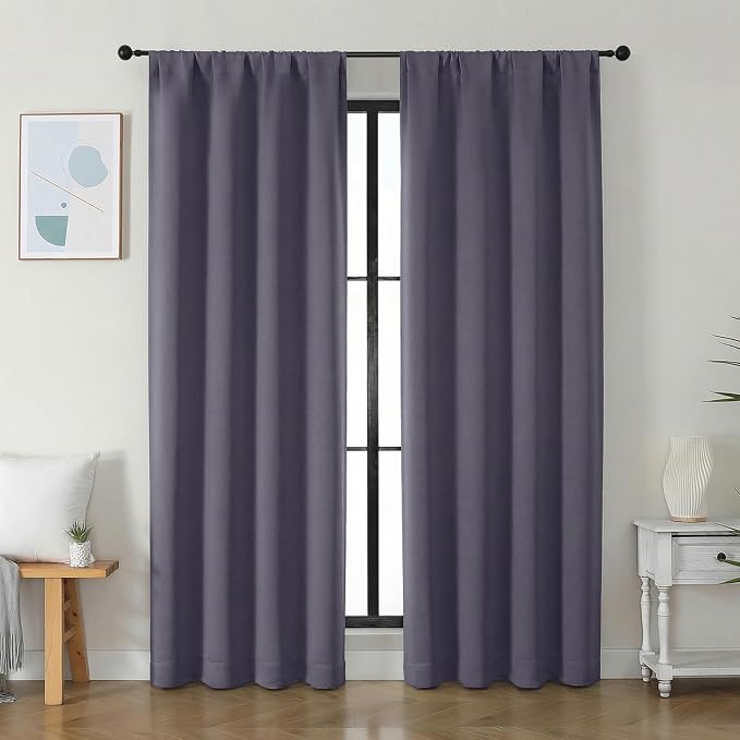 Simplebrand Ava Greyish Purple Blackout Curtains by Simplebrand
