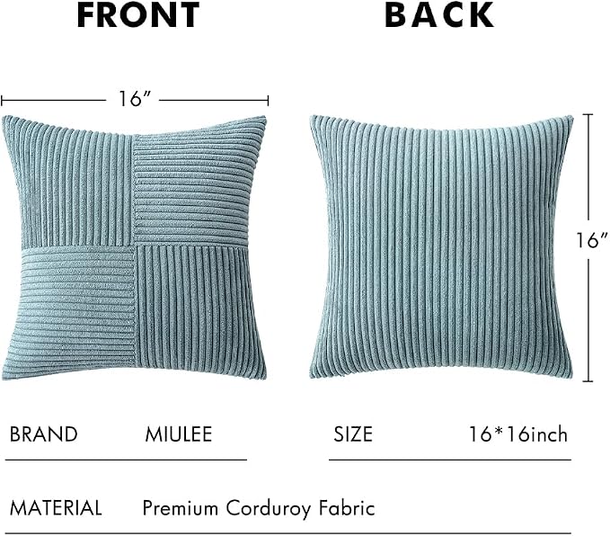 MIULEE Sky Blue Decorative Throw Pillow Covers 16x16 Inch - Image 6