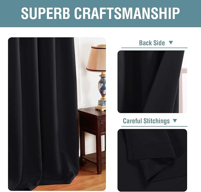 H.VERSAILTEX Blackout Curtains for Bedroom Black Out Curtains 90 inch Thermal - Image 3