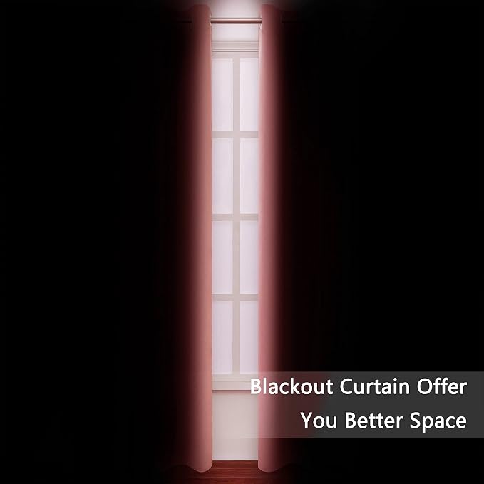 LEMOMO Blackout Curtains 42 x 84 inch/Coral Curtains Set of 2 Panels/Thermal - Image 3