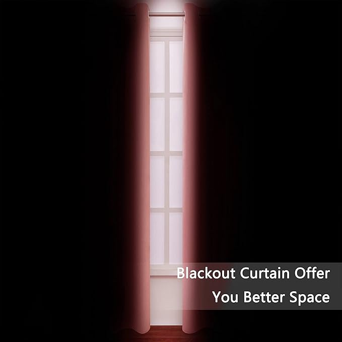 Blackout Curtains 52 x 95 inch/Coral Curtains Set of 2 Panels/Thermal Insulated - Image 3