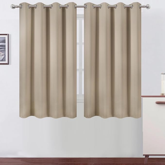 LEMOMO Khaki Thermal Blackout Curtains/52 x 54 Inch/Set of 2 Panels Room by Lemomo