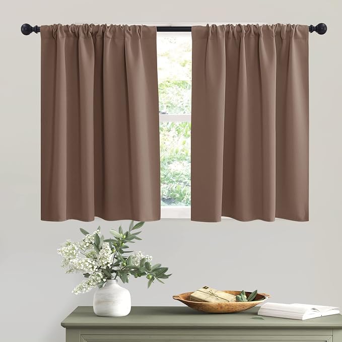RYB HOME Short Mocha Blackout Curtains by RYBHOME