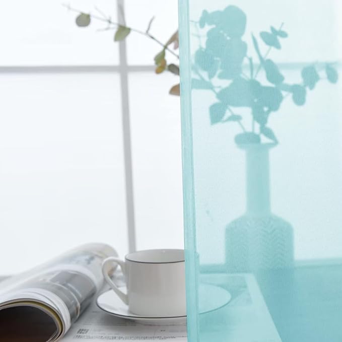 SpaceDresser Basic Rod Pocket Sheer Voile Window Curtain Panels Sky Blue 1 Pair - Image 8