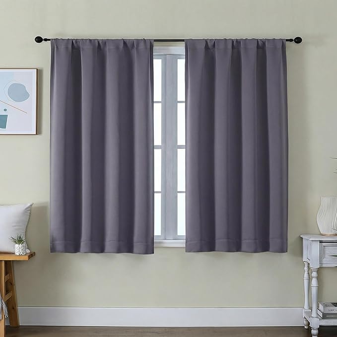 Simplebrand Ava Greyish Purple Short Blackout Curtains by Simplebrand
