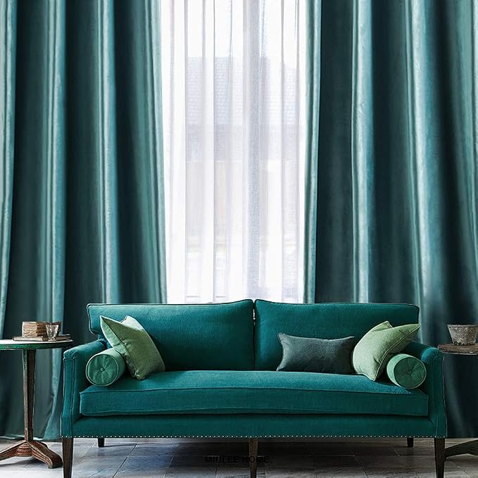 MIULEE 2 Panels Blackout Velvet Curtains Solid Soft Grommet Teal Curtains - Image 6
