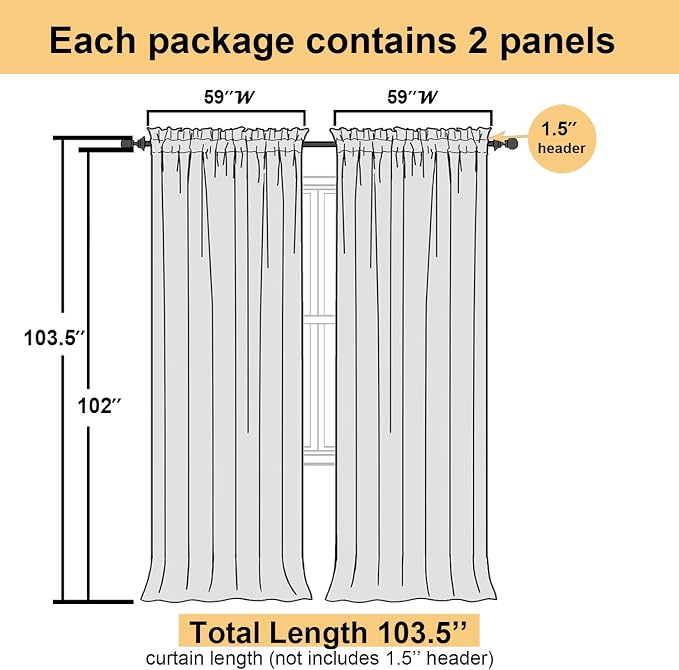 Lecloud White Sheer Curtains 102 Inches Long 2 Pcs, Light Filtering Living Room - Image 2