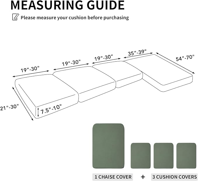 Easy-Going Stretch 4 Pieces Couch Cushion Covers - Image 2