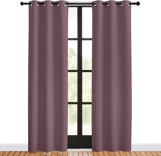 NICETOWN Blackout Curtains for Bedroom, Dry Rose, 34 W by 80 L, Thermal - Image 2