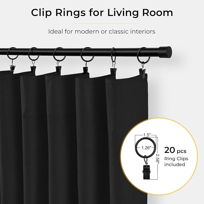 INOVADAY Linen Textured 100% Blackout Sliding Door Curtains 102x84 Black | 1 - Image 5