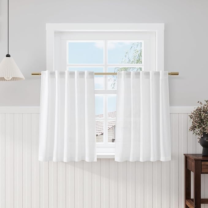 Short White Curtains 40 Inch Length by Nanspring