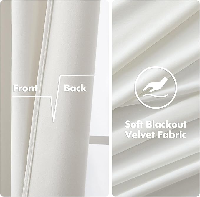 MIULEE Velvet Curtains Pure White Elegant Grommet Curtains Thermal Insulated - Image 3