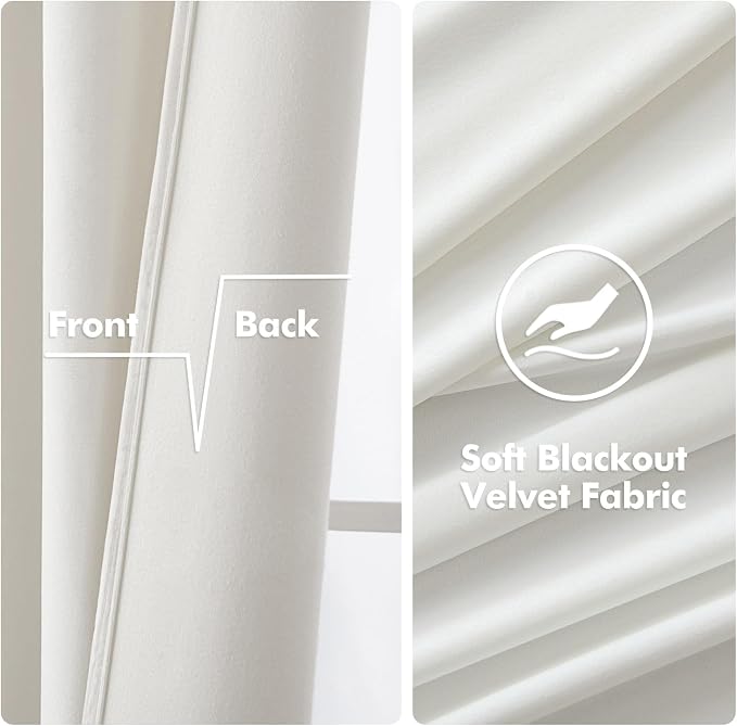 MIULEE Elegant Velvet Curtains Pure White Grommet Curtains Thermal Insulated - Image 3