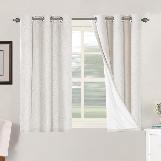H.VERSAILTEX Primitive Linen Curtains 100% Blackout Curtain Drapes Burlap by HVERSAILTEX
