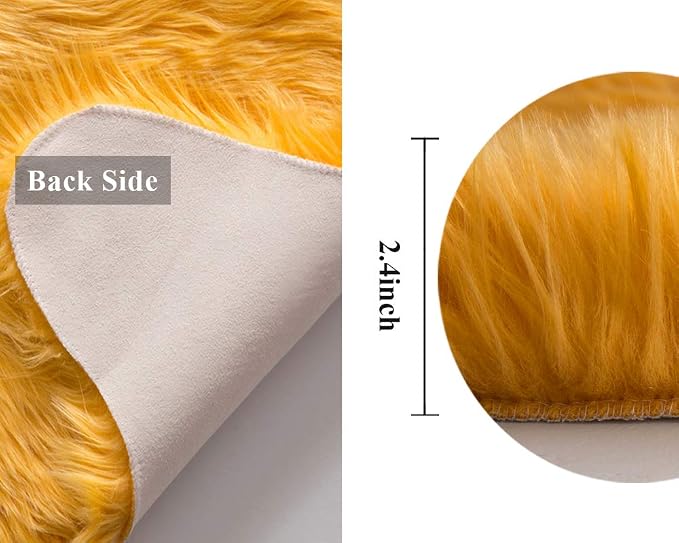 MIULEE Luxury Super Soft Fluffy Area Rug Faux Fur Sheepskin Rug Decorative - Image 2