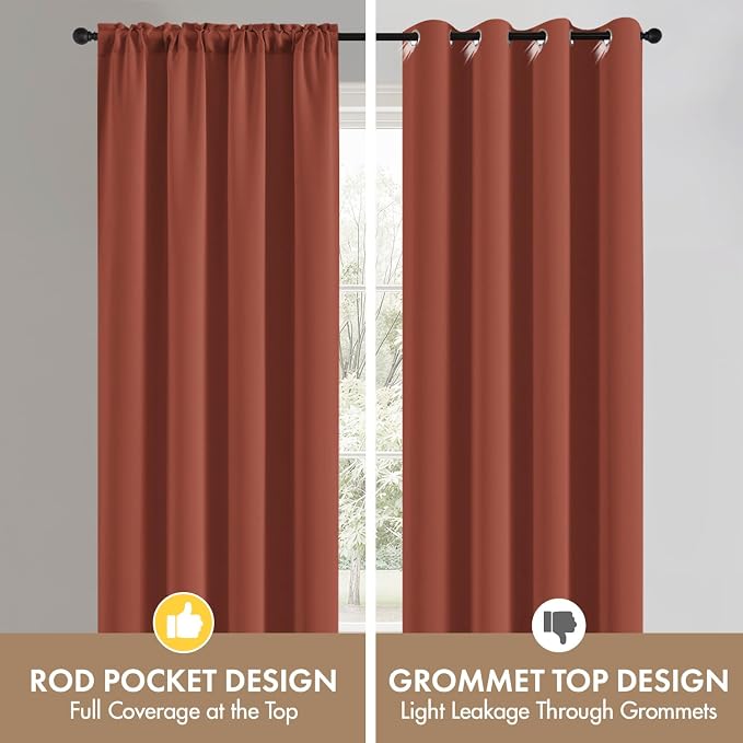 MIULEE 4 Panel Set Short Bedroom Blackout Curtains 54 Inch Long Terracotta | - Image 7