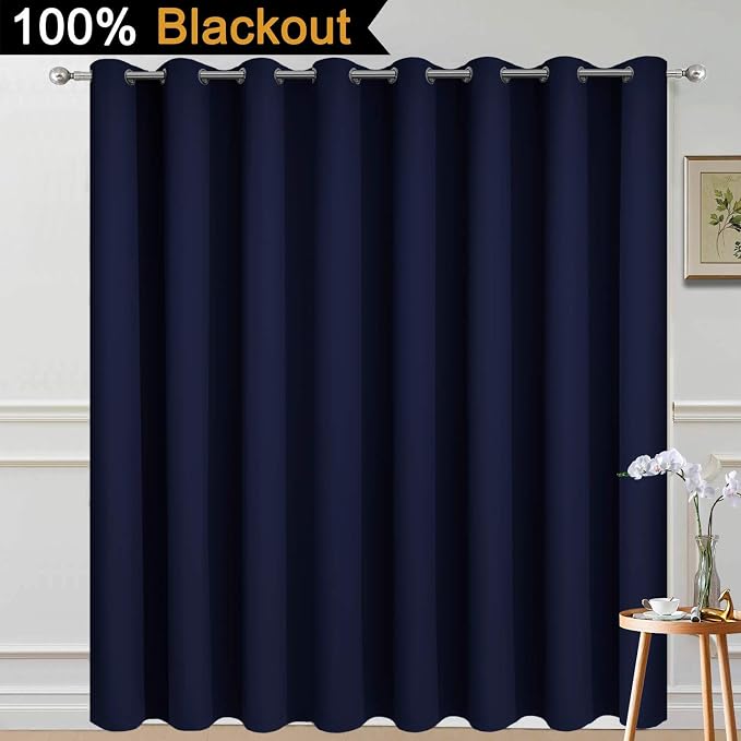 Yakamok 100% Blackout Sliding Door Curtains, Thermal Insulated Grommet Full - Image 2