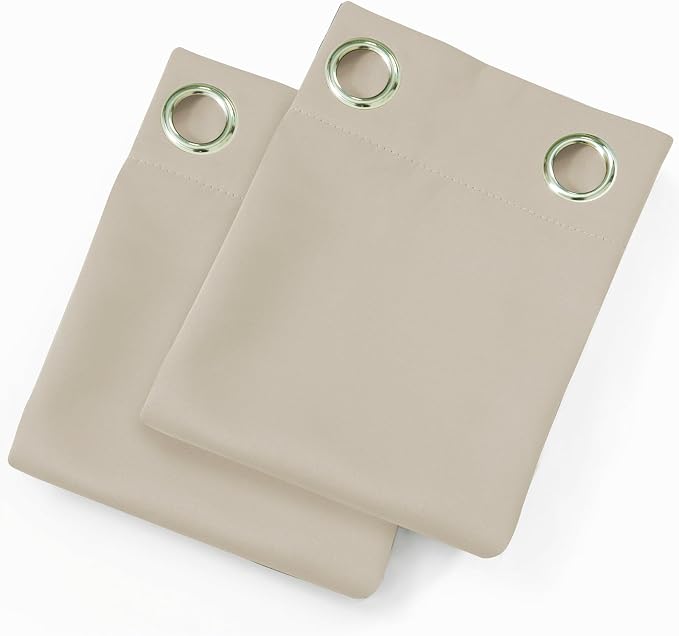 LEMOMO Blackout Curtains 52 x 90 Inch Long Light Beige Curtains Set of 2 Panels - Image 9