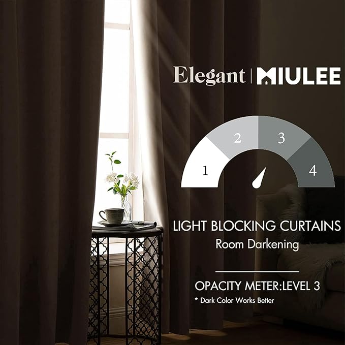 MIULEE Room Darkening Curtains Thermal Insulated Drapes Solid Window Treatment - Image 2