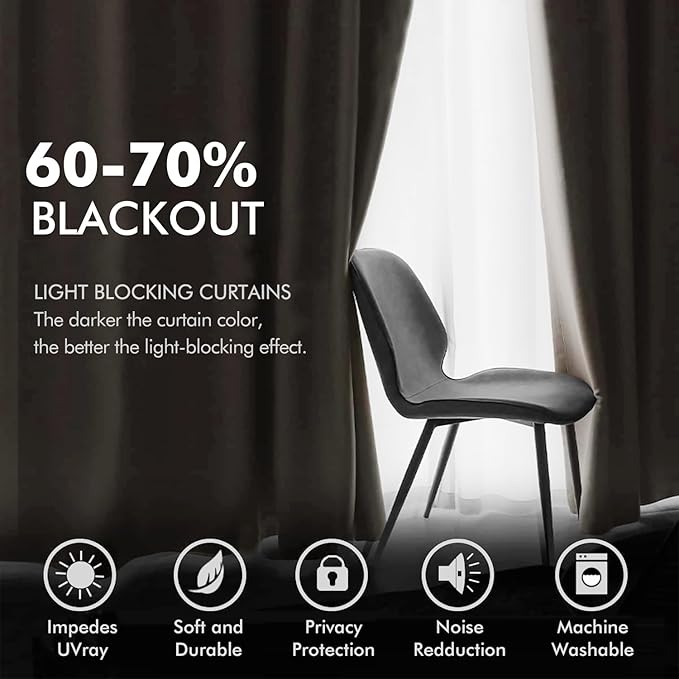MIULEE Velvet Curtains Beige Elegant Grommet Curtains Thermal Insulated - Image 4