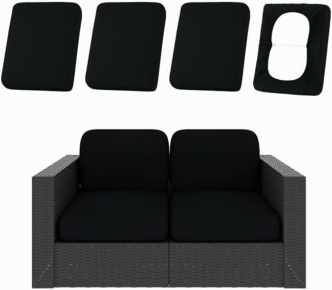 hyha 4Pcs Patio Cushion Covers, Stretch Outdoor Couch Cushion Covers Replacement by hyha