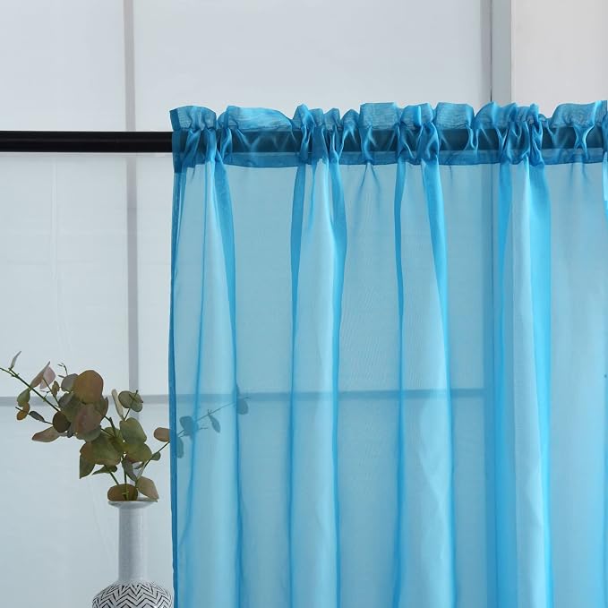 SpaceDresser Sheer Voile Window Treatment Rod Pocket Curtain Panels - Image 5